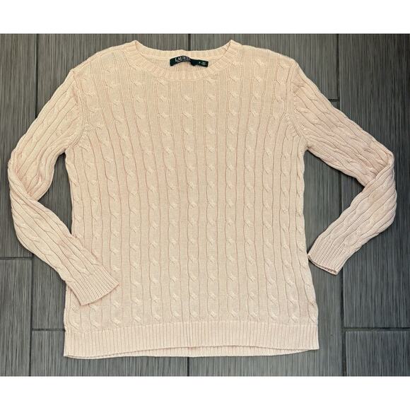 Lauren Ralph Lauren Sweaters - Lauren Ralph Lauren Women’s Pink Cable Knit Sweater Size Small Cotton Blend